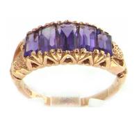 Luxury Elegant Womens 9ct Rose Gold Emerald Cut Amethyst Vintage Style Ring- Size N