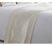 Luxury Embellished Sequin Quilted Bed Runner Throw 50Cm X 220Cm Ingrid Ivory New
