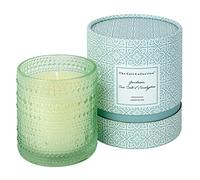 Luxury Embossed Glass Candle, 10oz/ 280g, Natural Soy Wax, Cotton Wick and Bamboo lid (Gardenia, Sea Salt & Eucalyptus)