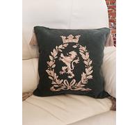 Luxury Embroidered Royal Lion Wreath Cushion Decorative Pillow Home Décor in Green - Duck Feather Inner Pad