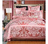 Luxury Embroidery Satin Jacquard Bedding Silky Soft Duvet Cover Sheet Set Pillowcases Full Queen 4Pcs for Home Textile 8m Bed-4 (Color (3)