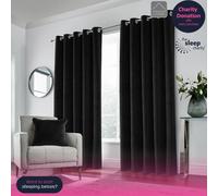 Enhanced Living Black 100% Blackout Luxury Supersoft Velvet Thermal Eyelet Curtains for Living Room & Bedrooms - 90" (229cm) Width x 72" (183cm) Drop