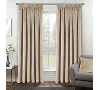 Luxury Enhanced Living Cream Velvet, Supersoft, 100% Blackout, Thermal Curtains With Tape Top (Pair) - 46 X 54 Inch (117X137Cm)