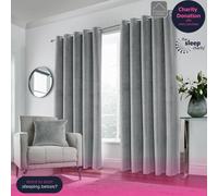 Enhanced Living Hampton Grey Velvet Blackout Thermal Ring Curtain 117x183cm Grey