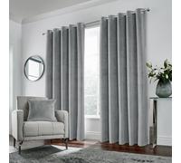 Enhanced Living Hampton Grey Velvet Blackout Thermal Ring Curtain 168x137cm Grey