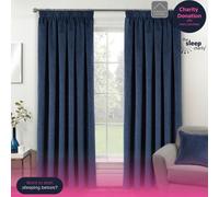 Enhanced Living Oxford Navy Velvet 100% Blackout Tape Top Curtains 117x137cm Blue
