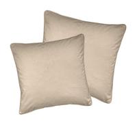 Pair of Soft Velvet Double Sided Zip Opening Piped Edge Cushion Covers - Cases Only Enhanced Living Cream 43cm x 43cm