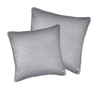 Enhanced Living Pair of Soft Velvet Double Sided Zip Opening Piped Edge Cushion Covers - Cases Only - 22" (55cm) x 22" (55cm) - Grey