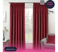 Enhanced Living Oxford Red Velvet 100% Blackout Tape Top Curtains 229x183cm Red