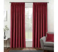 Enhanced Living Oxford Red Velvet 100% Blackout Tape Top Curtains 229x229cm Red