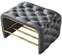 Luxury Entrance Bench, Leather Shoe Storage Padded Shoe Bench, Shoe Rack Bench Furniture Decor,Dark Gray,60X40X46Cm(24X16X18Inch)