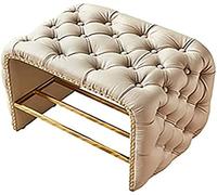 Luxury Entrance Bench, Leather Shoe Storage Padded Shoe Bench, Shoe Rack Bench Furniture Decor,Khaki,80X40X46Cm(31X16X18Inch)