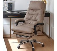 Luxury Executive Office Chair Genuine Cowhide Leather High Back Boss Chair with Footrest Adjustable Ergonomic Reclining Desk Chair for Commercial Use