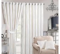 Luxury Eyelet Curtains Pair - Emma Cream - Thermal Blackout Heavyweight Drapes for Living Room & Bedroom - 90" x 108"(229x274cm)