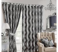 Luxury Eyelet Curtains Pair - Emma Grey - Thermal Blackout Heavyweight Drapes for Living Room & Bedroom - 90" x 72"(229x183cm)