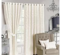 Luxury Eyelet Curtains Pair - Lucy Cream - Thermal Blackout Heavyweight Drapes for Living Room & Bedroom - 90" x 108"(229x274cm)