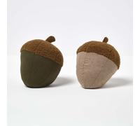 Homescapes Luxury Fabric Acorn Doorstop Set of 2 in Brown Homescapes Brown