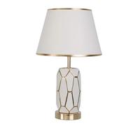 Luxury Fabric Table Lamp - Creative Amen Ceramic Desk Light for Living Room, Bedroom, Hotel Guest Room, and Farmhouse Rustic Décor