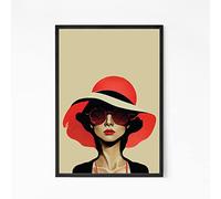 Luxury Fashion Woman, Lady Girl Poster, Aesthetic Black and Red Wall Art, The Woman With Hat Decor, Vogue Magazine inspired, Glamour Model, Fashion Illustration (A4)