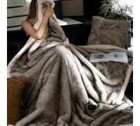 Luxury Faux Fox Fur Throw Blanket,Soft Cozy Reversible Thick Warm Plush Bedding Blanket,Delicate Touch Office Nap Blankets,Fuzzy Cover Blankets for Bedroom Living Room (White, 100*150cm/39*59inch)