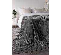 Luxury Faux Fur Large Mink Fleece Throw Blanket Dreamscene Charcoal 150cm x 200cm