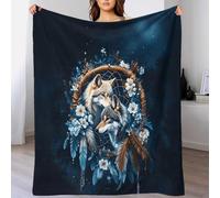 Luxury Faux Fur Throw Blanket Native American Style Print, Non Shedding Sherpa Dreamcatcher Blankets 50x60inch(127x152cm) Super Soft Fluffy Thick Warm Throw Home Decor for Couch Bed Sofa