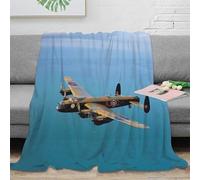 Luxury Faux Fur Throw Blanket WW II Aircraft Print, Non Shedding Sherpa Lancaster Bomber Blankets 60x80inch(150x200cm) Super Soft Fluffy Thick Warm Throw Home Decor for Couch Bed Sofa