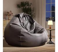 Luxury Faux Leather Bean Bag Chair Cover Modular Sofa Armchair for Single Sofa Gray Color No Filling Required Perfect for Home & Living Room Decor