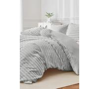 Luxury Faux Rabbit Fur Duvet Cover Set - Ultra Soft, Plush & Warm Bedding, Silver Stripe - Winter Comfort, Machine Washable Faux Fur, Available in Single, Double & King (King (U.K. Standard))