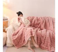 Luxury Faux Rabbit Fur Throw Blanket King Size - Cosy Warm Fluffy Thick Blankets,easy to clean, For Winter,couch, bed, living room, outdoor