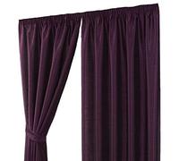 Luxury Faux Silk Slubbed Aubergine Fully Lined Readymade Curtain Pair 90x72in(228x182cm) Approximately. Including One Pair Of Co-Ordinating Tiebacks.