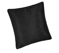 Luxury Faux Silk Slubbed Black Piped 17in (43x43cm) Cushion Cover