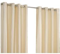 Luxury Faux Silk Slubbed Cream Eyelet Fully Lined Readymade Curtain Pair 66x90in(167x228cm)