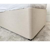 Luxury Faux Suede Divan Bed Base Wrap Linen Beige King Size 152cm x 198cm