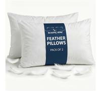 Luxury Feather Pillows 2 Pack Hotel Quality | Orthopaedic Side Sleeper Medium Firm Pillows| Anti Allergy Down Bed Cushions for Neck & Back Pain | Breathable Feather Hotel Pillow Set (2pk)