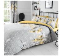 GC GAVENO CAVAILIA Reversible Feathers Duvet Cover Quilt Easy Care Poly Cotton Bedding Sets, Polycotton, Yellow, Single