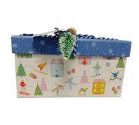 Luxury Festive Cookie Gift Box with Vanilla Flavour Biscuits in Decorative Holiday Box | Seasonal Treat Selection for Gifting, Sharing and Winter Celebrations (Pack of 1(Blue))