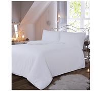 Luxury Flannel Plain Duvet Cover with Pillow Case, 100% Brushed Cotton Easy Care Quilt Set, Premium Soft & Cosy Bed Linen, White, Single Size Bedding