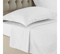 Luxury Flat Sheet 100% Egyptian Cotton Premium Sateen Stripe Bed Sheet Hotel Quality Flat Sheets (Double Flat Sheet)