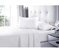 Luxury Flat Sheet Polycotton Plain Dyed Easy-care Non-Iron Bedsheets Parcale Wrinkle-resistant polycotton fabric (50% cotton 50% polyester) (White, Pillowcase Cover Only)