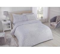 Sleepdown Polka Dot Foil Fleece Bedding Grey-Double Duvet Cover Set and Pillowcases