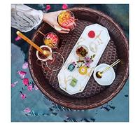 Luxury Floating Serving Tray Pool Tray Table, Rattan Floating Breakfast Tray, Round 60 * 60 * 20CM - Coffee Color Stylish Floating Serving Trays Table Bar, Pool Serving Trays