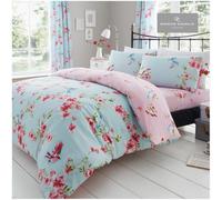 GC GAVENO CAVAILIA Luxury BIRDIE BLOSSOM Bed Set with Duvet Cover and Pillow Case, Polyester-Cotton, Blue, Double