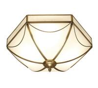 Luxury Flush Ceiling Light Antique Brass & Frosted Glass Traditional Hexagon