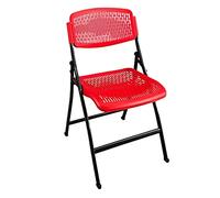 Luxury Folding Chair - Breathable Porous Design Comfortable Plastic Back Non-Slip Foot Mat Triangle Mechanics - Ideal for Office & Home Size: 34x17x18in
