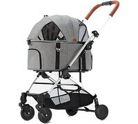 Luxury Folding Pet Stroller Dog/Cat Travel Carriage 2 in 1 Design Pet Carrier Bag + Stroller with Storage Basket for Dog & Cat Traveling Strolling Cart (Black) (B)