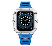 Luxury for Band Case Modification Kit 45mm 44mm 41mm 40mm Carbon Fiber Ceramic Case Strap Set for IWatch 8 7 6 SE 5 4 SE (Color : Blue Pink, Size : 44MM)