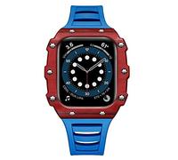 Luxury for Band Case Modification Kit 45mm 44mm 41mm 40mm Carbon Fiber Ceramic Case Strap Set for IWatch 8 7 6 SE 5 4 SE (Color : Blue Pink, Size : 44MM)