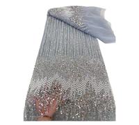 Luxury French Beaded Heavy Lace Fabric Fashion Blue African Net Fabrics with Sequins for Evening Material 5yards Beautiful and Elegant Design(6)