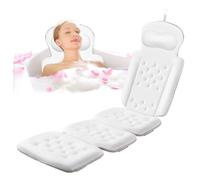 Luxury Full Body Bath Pillow for Bathtub, Bath Pillows for Tub with Mesh Laundry Bag, Cushion for Bathtub Headrest Neck Back Support - 5D Air Mesh & Quick Drying | White 63" x 16"